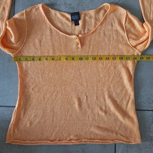 Eileen Fisher orange linen  knit pullover sweater size XS - Picture 6 of 6